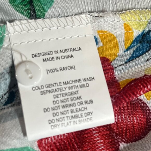 Tropical Rayon Floral Button Midi Dress Size Large Vacation Resort Boho Beachy - Picture 11 of 12